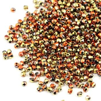 Fire Polish 2mm Jet California Gold Rush [80szt]