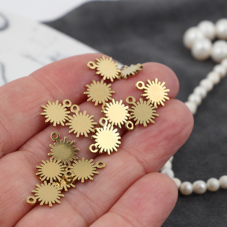Zawieszka słońce stal szlachetna pozłacana 11x9mm