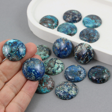 Kaboszon chryzokola moneta 25mm