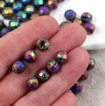 Kwarc tytanowany kula fasetowana tęczowa 8mm