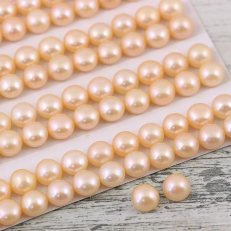 Perła różowa do połowy wiercona 7-7,5mm [para]