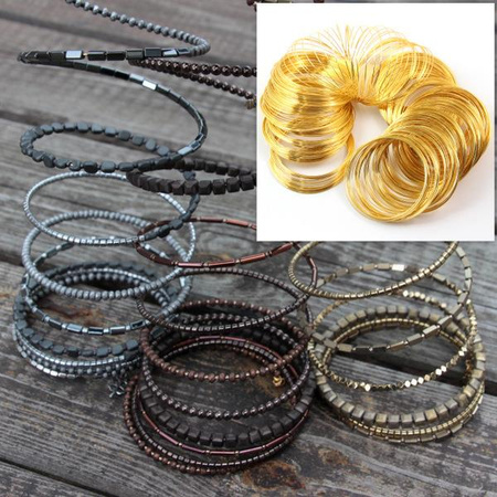 Drut pamięciowy na bransoletki złoty stalowy 0,6mm/6cm [20 żeberek]