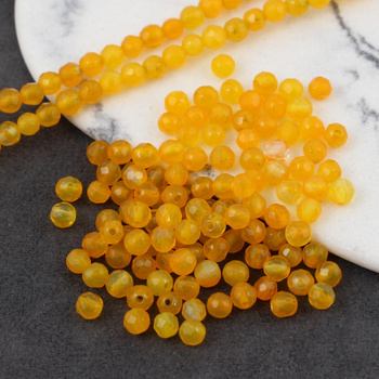 Agat brazylijski kula fasetowana żółta 4mm [10szt]