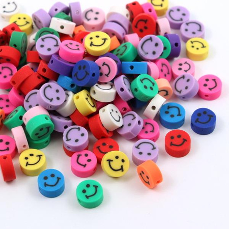 Koralik z masy polimerowej uśmiechnięta buźka smile 9mm [30szt]