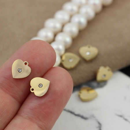 Zawieszka serce z cyrkonią stal szlachetna pozłacana PVD 8mm