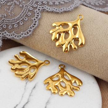 Zawieszka gałązka korala stal szlachetna pozłacana 22x21mm