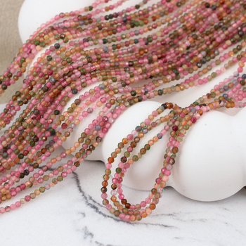 Turmalin wielobarwny kula fasetowana 2mm [sznur 39cm]