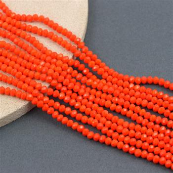 Kryształek szklany oponka fasetowana pomarańczowa 4x3mm [sznur 42cm]
