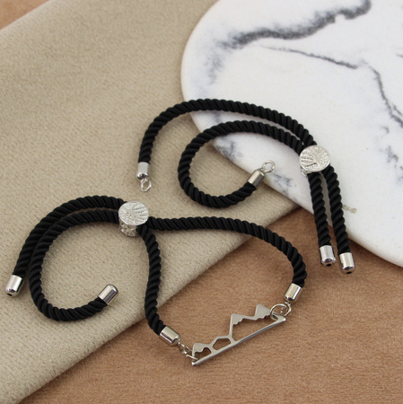 Zapięcie regulowane / przesuwane sznurkowe do bransoletki czarne 10cm SR