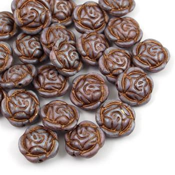 Rose Beads Alabaster Nebula Matte Bronze Patina 16mm [1szt]