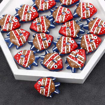 Szklana ryba brązowo-czerwona 22x18mm [1szt]