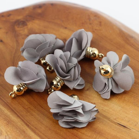 Ozdobny kwiatek w tulejce szary 28mm