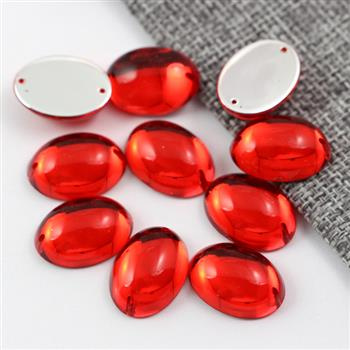 Kaboszon akrylowy jelly czerwony owal 18x13mm