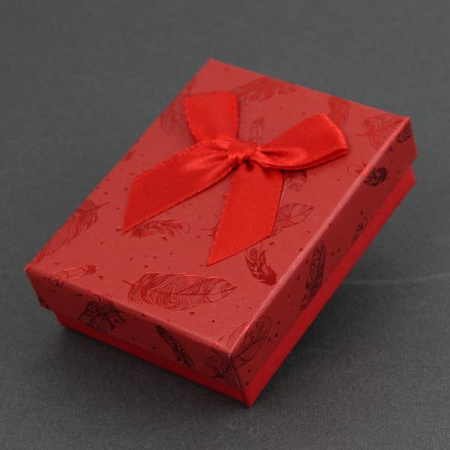 Pudełko ozdobne "PIÓRKO" czerwone 9x7x3cm
