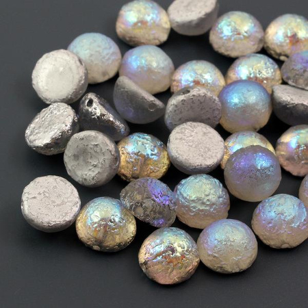 Dome Bead półkula 12x7mm Crystal Etched Silver Rainbow
