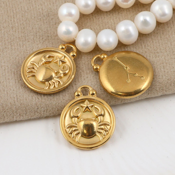 Zawieszka stal szlachetna pozłacana znaki zodiaku Rak 17mm