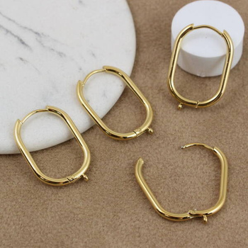 Bigle do kolczyków owalne stal szlachetna pozłacana 25x17mm [para]