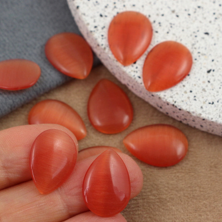 Kaboszon kocie oko łezka pomarańczowa 18x13mm