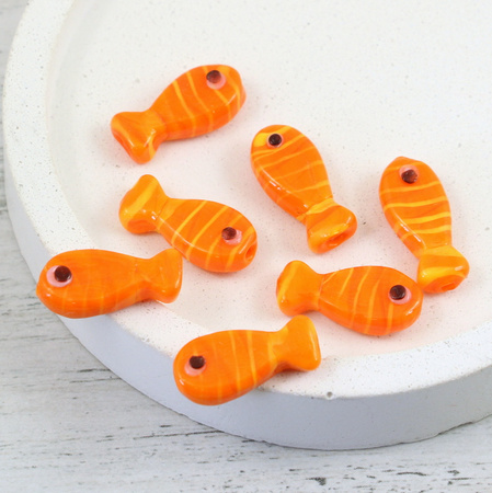 Szklana pomarańczowa ryba 20x10mm