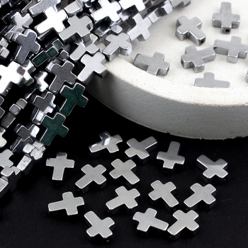 Hematyt srebrny krzyżyk 10x8mm