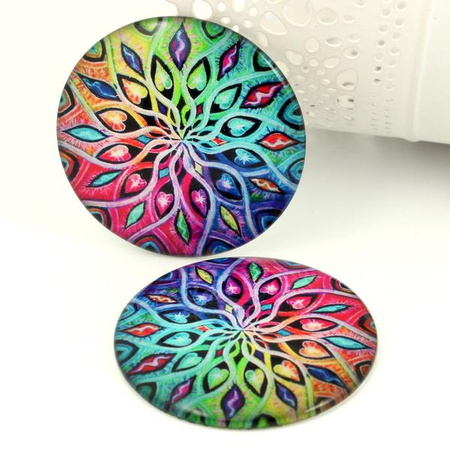 Kaboszon szklany z grafiką tęczowy kalejdoskop moneta 58mm