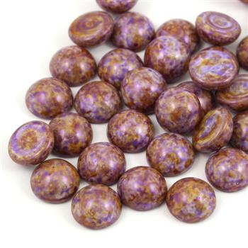Kaboszon szklany Opaque Dark Violet Spotted 12mm