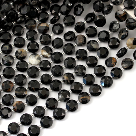 Turmalin czarny moneta fasetowana 10mm