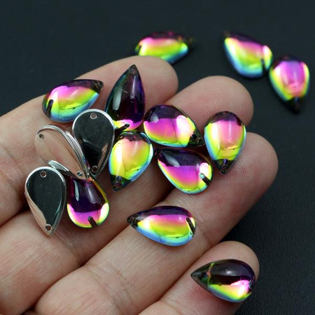 Kaboszon akrylowy jelly tęczowa łezka 15x9mm