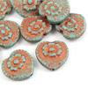 Heart Beads Opaque Turquoise Blue Copper 17mm
