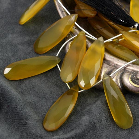 Chalcedon żółty łezka fasetowana 39x12mm
