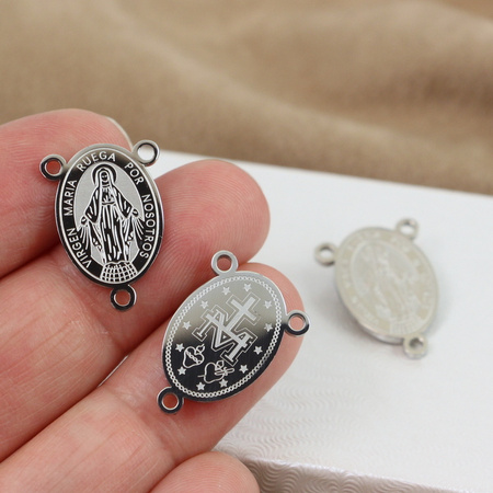 Łącznik medalik do różańca stal szlachetna 21x15mm