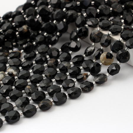 Turmalin czarny moneta fasetowana 10mm