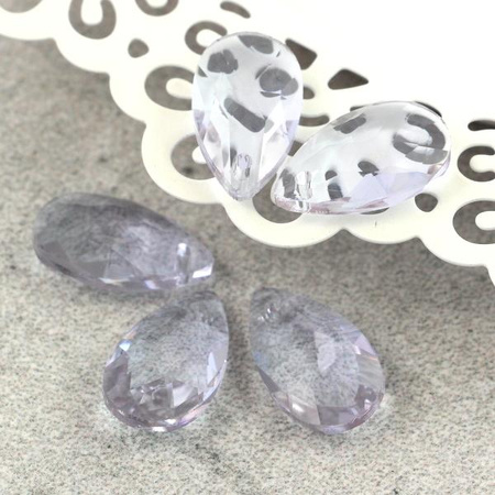 Kryształek szklany łezka fasetowana lawendowa 22x13mm