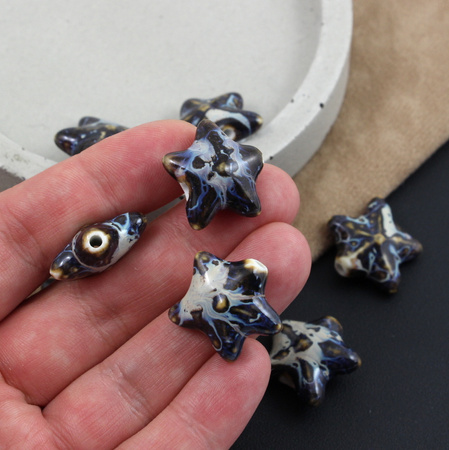 Koralik ceramiczny rozgwiazda granatowa 22x18mm