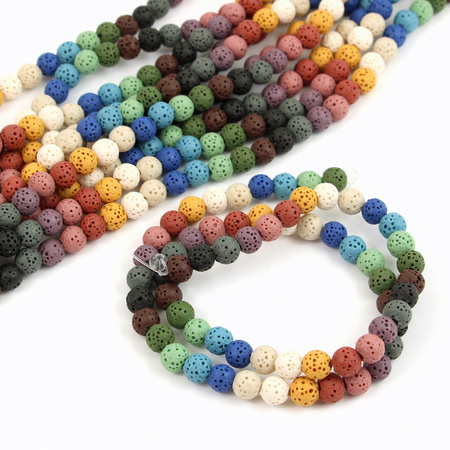 Lawa wulkaniczna mix kolorów kula 6mm [sznur 39cm]