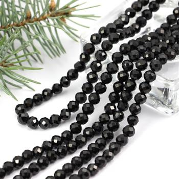 Turmalin czarny kula fasetowana 5mm [sznur 39cm]