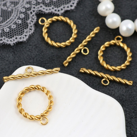 Zapięcie toggle skręcane stal szlachetna pozłacana 15mm