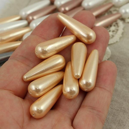 Perła seashell kropla brzoskwiniowa 30x10mm