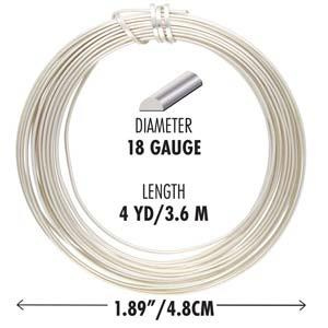 Beadsmith Drut miedziany półokrągły SILVER 1mm/3,6m