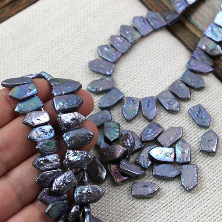 Perła słodkowodna szara tęczowa pagon 15x9mm