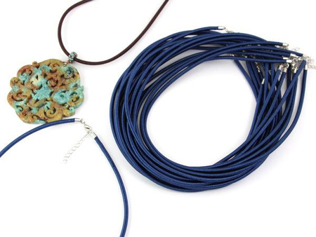 Baza naszyjnika z zapięciem granatowa 3mm - 50cm