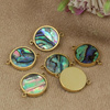 Łącznik moneta z muszlą paua stal szlachetna pozłacana PVD 16x12mm
