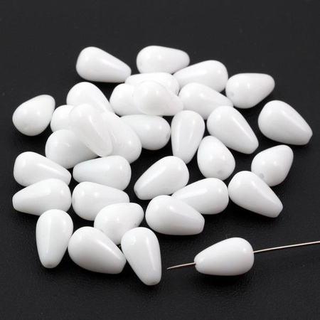 Kropla szklana biała 12x7mm [10szt]