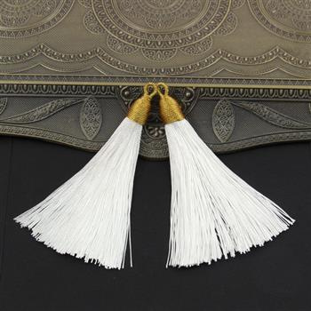 Chwost wiskozowy w czapeczce biały 80x10mm