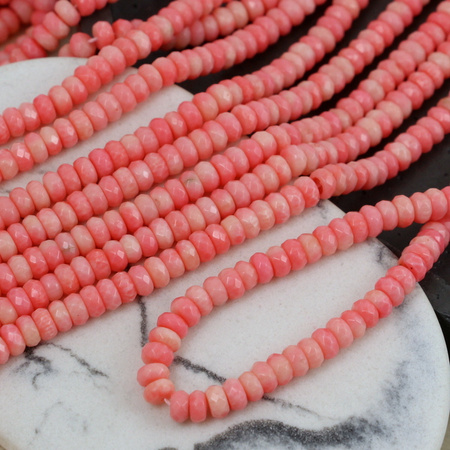 Koral różowy oponka fasetowana 6x3mm
