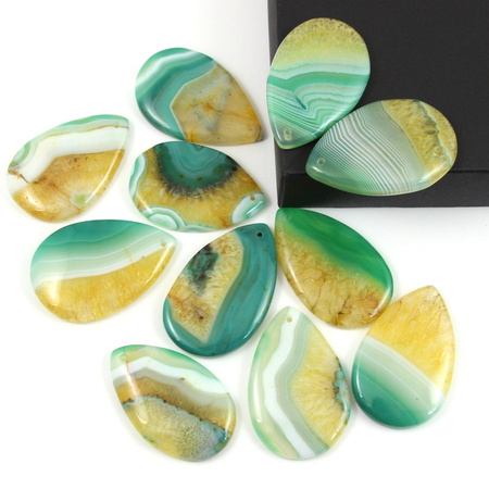 Agat zielono-żółty zawieszka łezka losowy wybór