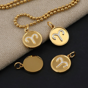 Zawieszka stal szlachetna pozłacana emaliowana znaki zodiaku Baran 12mm