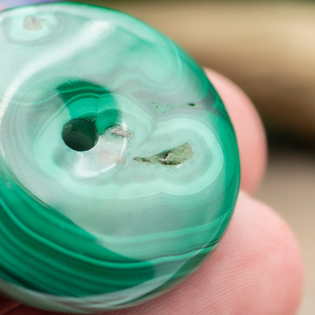 Zawieszka malachit naturalny donut 34mm ze skazą
