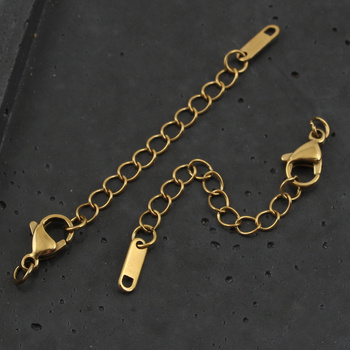 Zapięcie przedłużka z karabińczykiem stal szlachetna pozłacana 5cm