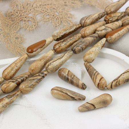 Jaspis krajobrazowy kropla gładka 30x10mm